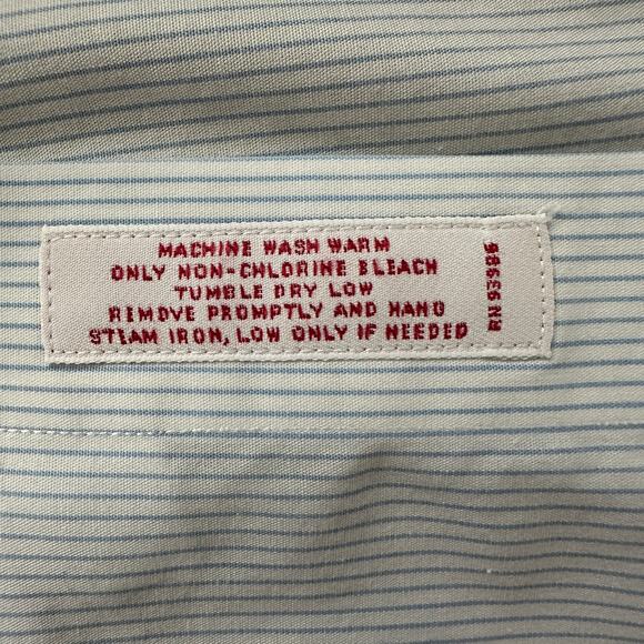 Brooks Brothers Madison Relaxed;Fit Dress Shirt White Blue Stripe Size 17 - 35 - Picture 6 of 7